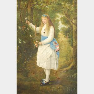 American School, 20th Century Full-length Portrait of a Girl with a Blue Sash.