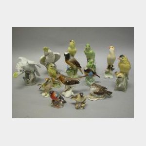 Collection of Fourteen Porcelain Bird Figures