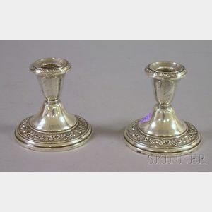 Pair of Gorham Sterling Weighted Low Candlesticks.