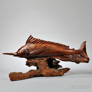 Carved Marlin Sculpture