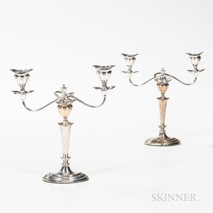 Pair of George V Sterling Silver Two-light Candelabra