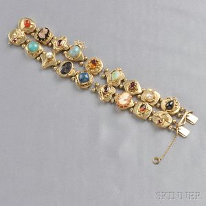 14kt Gold Gem-set Double Slide Bracelet