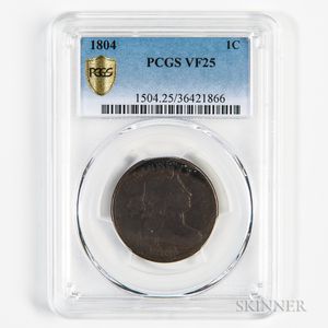 1804 Draped Bust Large Cent, PCGS VF25. 
