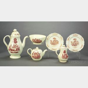 Six-piece Wedgwood Queen's Ware Partial Tea and Coffee Service