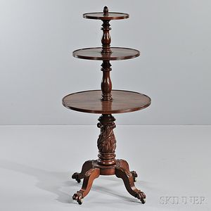Classical Carved Mahogany Three-tier Dumbwaiter