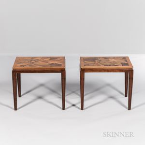 Two Gallé-style Marquetry Side Tables