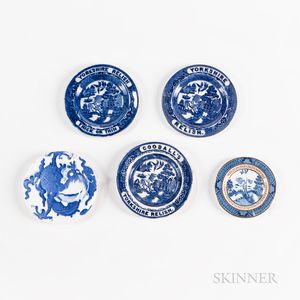 Five Miniature Blue Transfer Plates