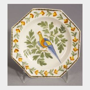 Leeds Polychrome Plate with Bird Motif