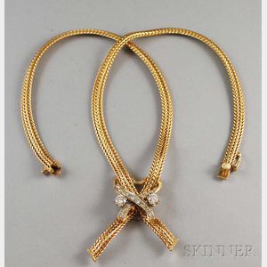 Herringbone 14kt Gold and Diamond Necklace