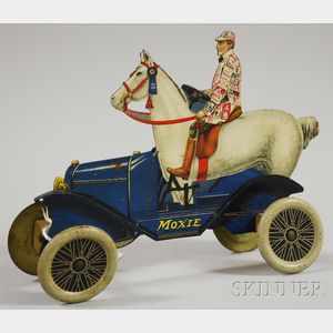 Moxie Lithographed Tin "Horsemobile" Pull-toy