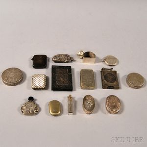 Approximately Fifteen Small Silver and Silver-plated Accessory Items