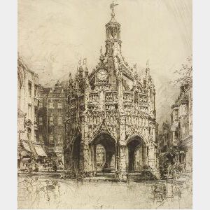 Lot of Two Etchings: Hedley Fitton (British, 1859-1929),The Market Cross, Chichester, West Sussex