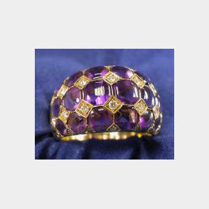 18kt Gold Amethyst and Diamond Ring