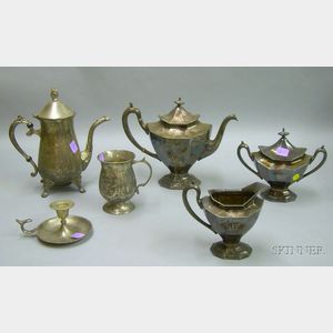 Three-piece Reed & Barton Silver Plated Tea Set with Other Serving Pieces