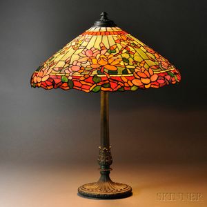 Mosaic Glass Magnolia Table Lamp Attributed to Wilkinson