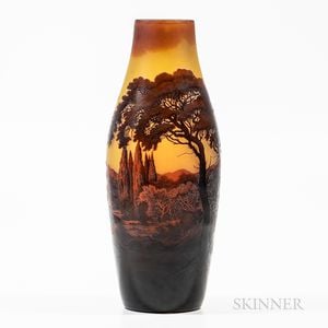 Tall D'Argental Cameo Glass Vase