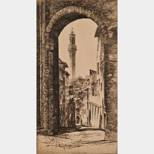 Lot of Two Italian Views: John Taylor Arms (American, 1887-1953),La Torre del Mangia, Siena