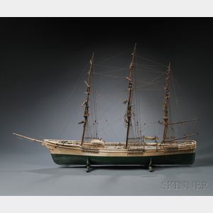 Painted Wooden Model of the Ship Pauline R of Boston