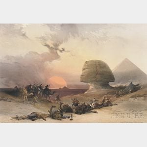 David Roberts (Scottish, 1796-1864),Louis Haghe, lithographer (British, 1806-1885) Approach of the Simoon - Desert of Gizeh