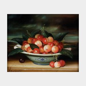Dominique Obeniche (Continental, 20th Century) Still Life with Cherries