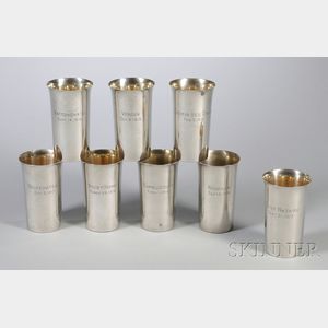 Set of Eight Watson World War I-related Sterling Silver Beakers