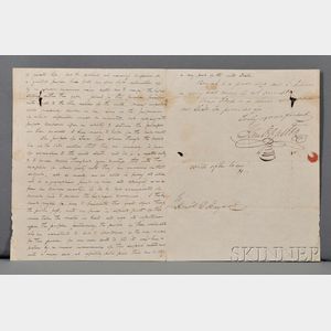 Houston, Samuel (1793-1863) Autograph and Secretarial Letter Signed, 1 November 1836.