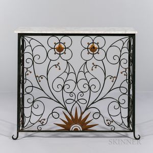 Marble and Wrought Iron Console