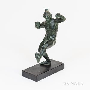 Small Verdigris Bronze Figure of a Warrior