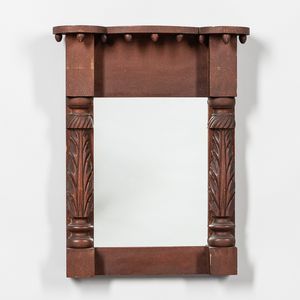 Carved and Red-stained Cherry Mirror