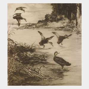 Roland Clark (American, 1874-1957) Lot of Two Duck Prints: The Rendezvous
