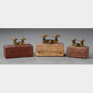 Three Boxed Brass and Steel Watchmaker's Depthing Tools