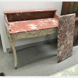 Louis XV-style White-painted Marble-top Commode