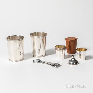 Pair of Silver Julep Cups and Other Silver Barware