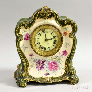 Royal Bonn Ceramic Cased Ansonia Mantel Clock