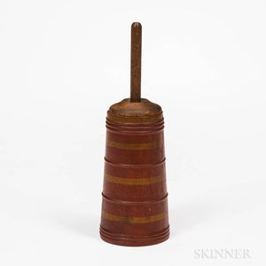 Miniature Red- and Yellow-painted Butter Churn