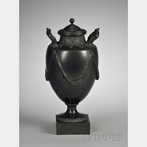 Wedgwood and Bentley Black Basalt Vase and Cover