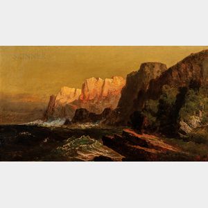 Harrison Bird Brown (American, 1831-1915) White Ocean Cliffs in Sunlight and Shadow