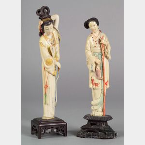 Two Polychromed Ivory Carvings
