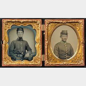 Two Sixth Plate Ambrotypes of Two Young Soldiers