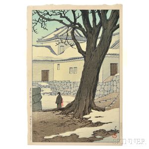 Kawase Hasui (1883-1957),Lingering Snow at Hikone Castle
