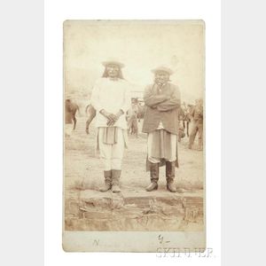 Framed Oversize Cabinet Card Photograph of Chiefs "Geronimo" and "Natches" at Their Surrender