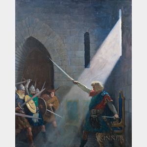 Newell Convers Wyeth (American, 1882-1945) Wallace Draws the King's Sword