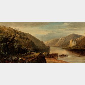 Harrison Bird Brown (American, 1831-1915) Waterway through the Mountains/A Maine Landscape