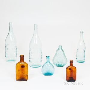 Seven Vintage Glass Bottles