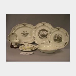 Sixty-eight Piece Wedgwood Black and White Philadelphia Pattern Transfer Decorated Queen&#39;s Ware Dinner Service