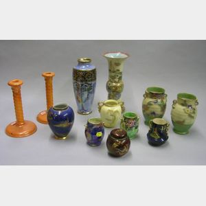 Twelve Pieces of Lustre Glazed Art Pottery