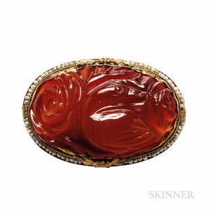 Antique 14kt Gold and Carnelian Brooch