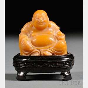 Shoushan Stone Buddha with Wood Stand