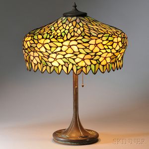 Mosaic Glass Table Lamp Attributed to Unique Art Glass & Metal Co.