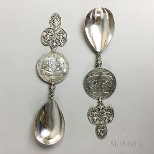 Dutch Silver Wedding Serving Fork and Spoon